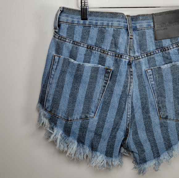 One Teaspoon Zephyr Outlaws Button Fly Pinstripe Shorts Size 24 - Picture 9 of 11